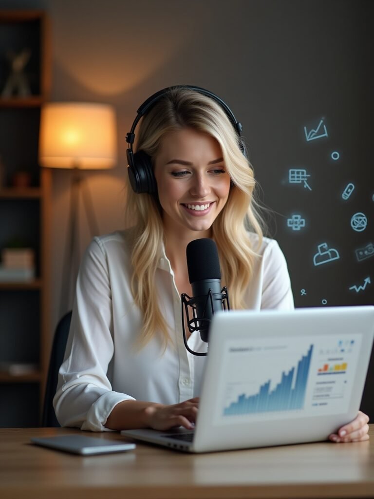 a woman working on seo and happy to get the results from online traffic