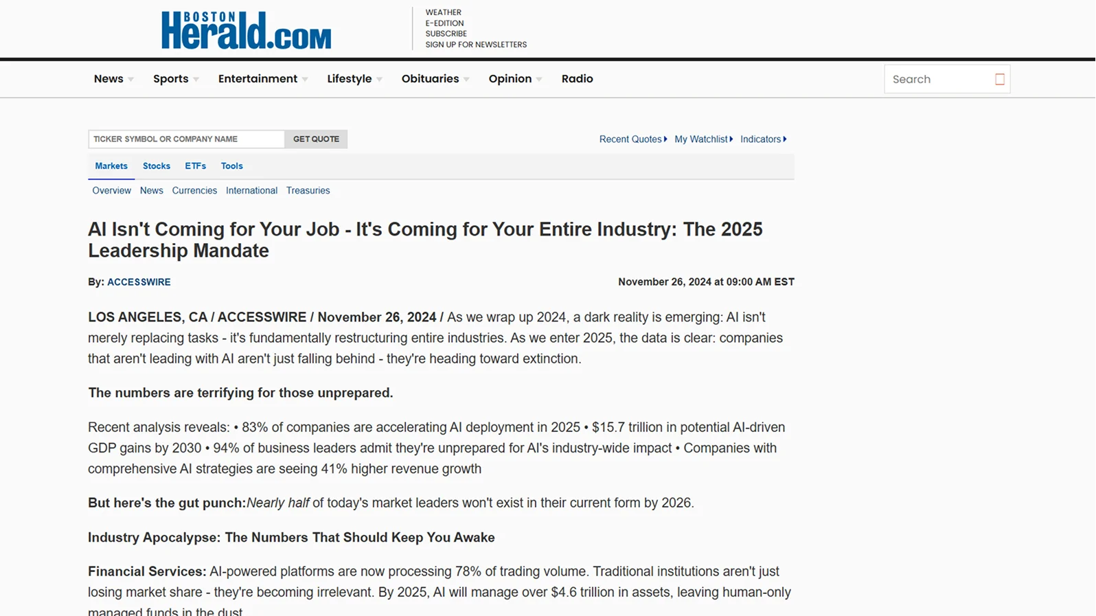 FinancialContent: Expert Financial Perspectives