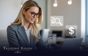 woman working on a laptop to improve the media placement