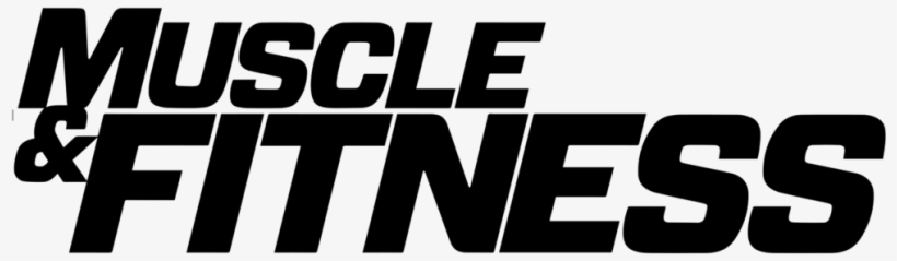 Muscle & Fitness magazine logo in bold black typography.